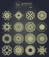 16 illustration of isolated set floral vector