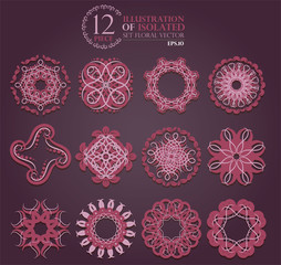 16 illustration of isolated set floral vector