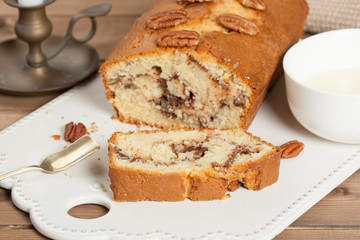 Home Baked Cinnamon Pecan Cake.