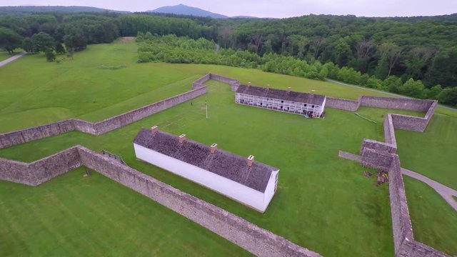 Aerial view of Fort Frederick State Park on the Potomac River in western Maryland.