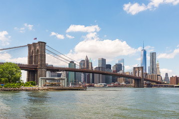 Brooklyn Bridge view and Manhattan skyline  