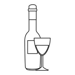 wine bottle with cup vector illustration design