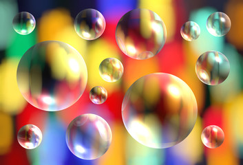 Abstract bright colorful pattern background with transparent 3d bubbles