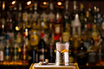 Vintage glass with an alcohol cocktail
