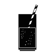 juice glass with straw vector illustration design