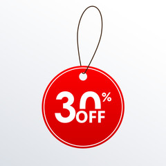 Sale price tag. 30% off. Save 30 percent icon. Vector illustration. 