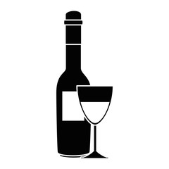 wine bottle with cup vector illustration design