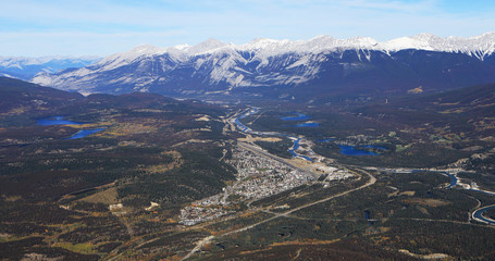 Aerial view of Jasper in Alberta, Canada