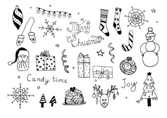 Set of Christmas doodles.