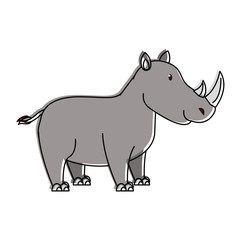 Cute rhino cartoon icon vector illustration graphic design