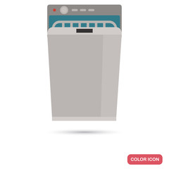 Kitchen dishwasher color flat icon