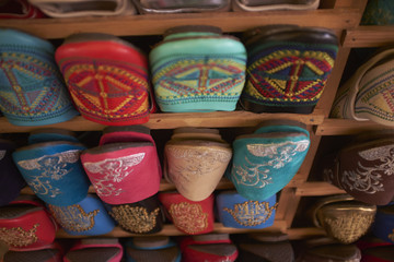 Moroccan shoes on rack