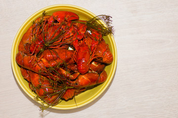 crawfish in yellow bowl