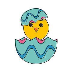 Little chicken in egg icon vector illustration graphic design