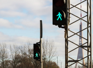 A traffic light.