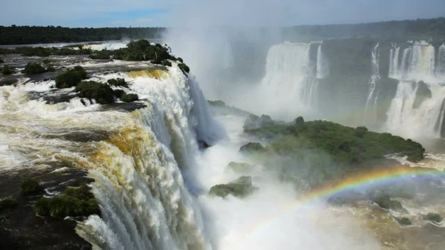 General viewing of the impressive Iguazu Falls system in Brazil
