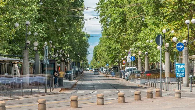 Corso Sempione timelapse, one of the main radial boulevards of Milan