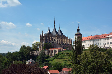 Fototapeta na wymiar St. Barbara's cathedral and Jesuit College in Kutna Hora