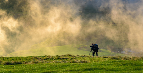 Beautiful autumn scenery in the Peak District - photographer trying to capture the moment