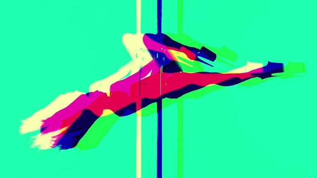 amazing pole dancer showing her skills. this is an abstracted colourful version