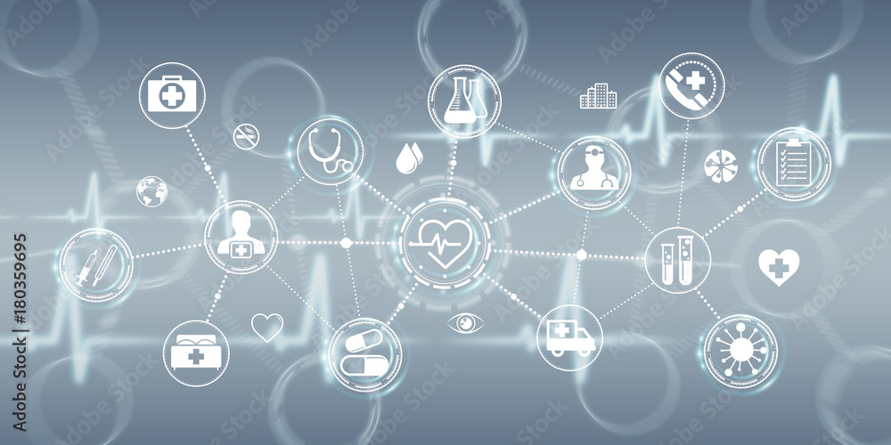 Poster Healthcare modern interface 3D rendering