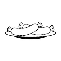 dish with delicious sausages vector illustration design