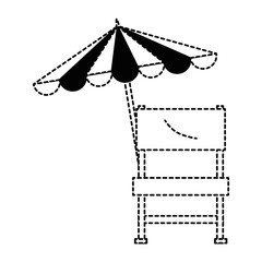 garden chair picnic with umbrella vector illustration design