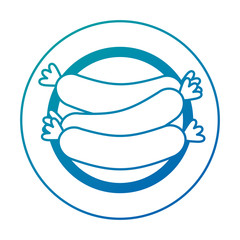 dish with delicious sausages vector illustration design