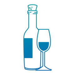 wine bottle with cup vector illustration design