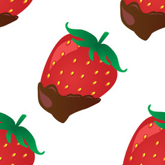 Vector Background with Strawberry in Chocolate. Pattern with Strawberry in Chocolate. Texture with Strawberry in Chocolate