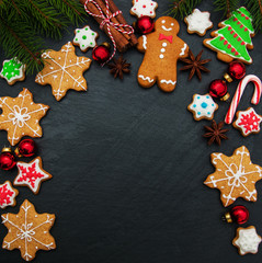 Christmas ginger and honey colorful cookies