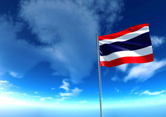 Flag of Thailand under blue sky, 3D rendering