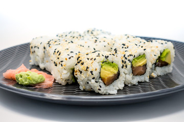 Japanese food Sushi Roll Maki of Salmon and avocado
