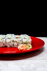 Japanese food Sushi Roll Maki of Salmon and avocado