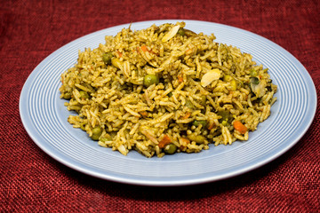 Tasty Indian food basmati rice on a plate