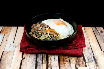 Handmade Korean bibimbap ready to eat