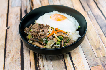 Handmade Korean bibimbap ready to eat