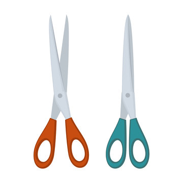 Set of scissors, cartoon illustration of accessories for handicrafts. Vector