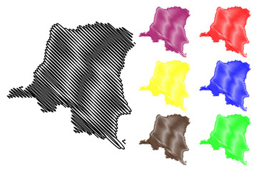 Democratic Republic of Congo map vector illustration, scribble sketch Congo 