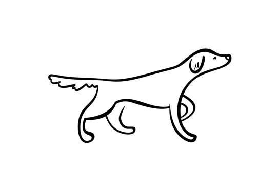 Vector outline staying hunting dog