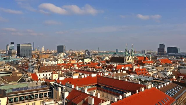 Vienna skyline, Austria. Aerial view of Vienna. Time-lapse. Austria. Vienna Wien is the capital and largest city of Austria, and one of the 9 states of Austria.