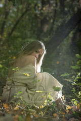 Fantasy Fairy Tale Forest , young woman posing as nymph