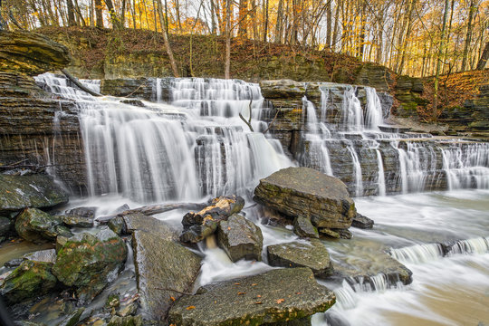 Brush Creek Falls Autumn Evening - Jennings County, Indiana