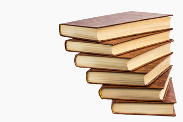Old books shelf isolated on white background