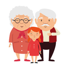 couple of grandparents with granddaughter avatars characters vector illustration design
