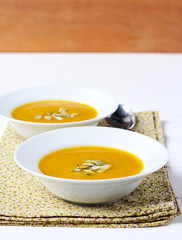 Vegetable soup with pumpkin seeds