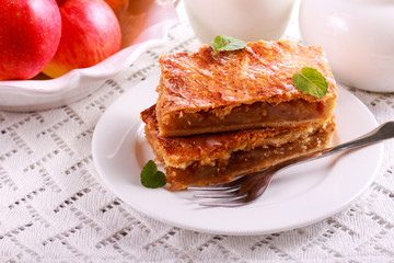 Glazed apple pie squares served