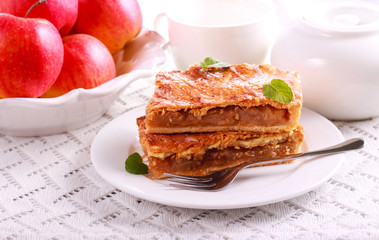 Glazed apple pie squares served