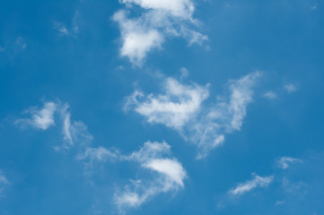 Fresh blue sky with lining of fluffy cloud in morning time.