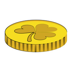 Coin with clover icon vector illustration graphic design